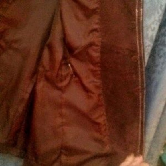 Rue 21 brown suede trench style short jacket w/belt sz Junior Large - Picture 3 of 13